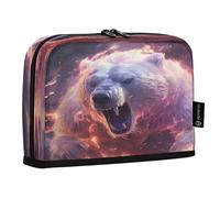 LINNIKEEEE Fired Angry Polar Bear Pencil Cases Pouch Student Pen Bags for School Girls Boys