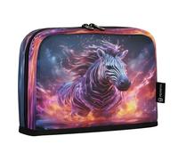 LINNIKEEEE Fired Angry Zebra Pencil Cases Pouch Student Pen Bags for School Girls Boys