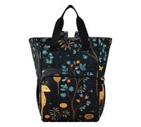 LINNIKEEEE Flower Cartoon Art Giraffes Diaper Bag Travel Backpack Large Capacity Tote Mom Bags for Dad Women Girls