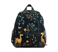 LINNIKEEEE Flower Cartoon Art Giraffes Toddler Backpack Bookbag Mini Shoulder Bag for Travel 1-6 Years Kids with Chest Strap Clip Whistle