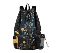 LINNIKEEEE Flower Cartoon Art Giraffes Travel Backpack Gym Drawstring Bags Bookbag Bag for Swimming Youth Girls