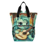LINNIKEEEE Green Cute Unicorn Diaper Bag Travel Backpack Large Capacity Tote Mom Bags for Dad Women Girls