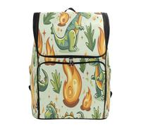 LINNIKEEEE Green Dinosaurs Flames Cartoon Bookbag Student Backpack Large Capacity Bag for Youth Girls Boys
