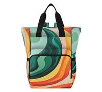 LINNIKEEEE Green Red Abstract Swirl Artistic Diaper Bag Travel Backpack Large Capacity Tote Mom Bags for Dad Women Girls
