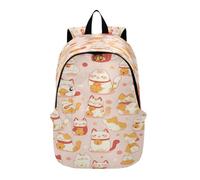 LINNIKEEEE Lucky Cats Adorable Japanese Lightweight Casual Travel Backpack Spacious Laptop Daypack with Padded Shoulder Straps for Boys Women