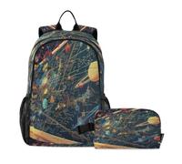 LINNIKEEEE Math Planets Space Cosmic Student Backpack & Lunch Bag Set-Durable Lightweight School Bag for Boys Girls