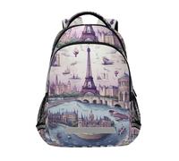 LINNIKEEEE Purple Drawing Doodles Bookbag School Backpack for Students Spacious School Bag Durable for Boys Girls