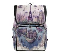 LINNIKEEEE Purple Drawing Doodles Bookbag Student Backpack Large Capacity Bag for Youth Girls Boys