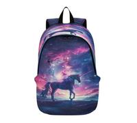 LINNIKEEEE Purple Horse Starry Sky Mystical Lightweight Casual Travel Backpack Spacious Laptop Daypack with Padded Shoulder Straps for Boys Women