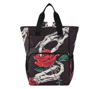 LINNIKEEEE Skeleton Red Roses Green Diaper Bag Travel Backpack Large Capacity Tote Mom Bags for Dad Women Girls