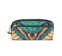 LINNIKEEEE Snake Fierce Powerful Leather Pencil Case Durable Pen Pouch Makeup Bag Organizer Ideal Boys Girls