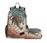 LINNIKEEEE Snowmen Christmas Night Estive Student Backpack & Lunch Bag Set-Durable Lightweight School Bag for Boys Girls