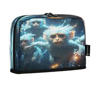 LINNIKEEEE Space Blue Monkeys Pencil Cases Pouch Student Pen Bags for School Girls Boys