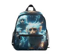 LINNIKEEEE Space Blue Monkeys Toddler Backpack Bookbag Mini Shoulder Bag for Travel 1-6 Years Kids with Chest Strap Clip Whistle