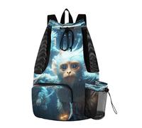 LINNIKEEEE Space Blue Monkeys Travel Backpack Gym Drawstring Bags Bookbag Bag for Swimming Youth Girls