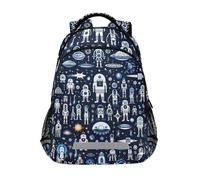 LINNIKEEEE Space Doodles Art Astronaut Bookbag School Backpack for Students Spacious School Bag Durable for Boys Girls