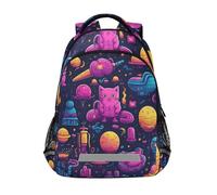 LINNIKEEEE Space Doodles Cartoon Bookbag School Backpack for Students Spacious School Bag Durable for Boys Girls