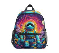 LINNIKEEEE Space Explorer Universe Colorful Toddler Backpack Bookbag Mini Shoulder Bag for Travel 1-6 Years Kids with Chest Strap Clip Whistle