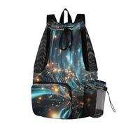 LINNIKEEEE Star Blue Line Art Travel Backpack Gym Drawstring Bags Bookbag Bag for Swimming Youth Girls