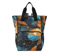 LINNIKEEEE Star Flash Marble Diaper Bag Travel Backpack Large Capacity Tote Mom Bags for Dad Women Girls