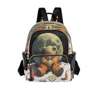 LINNIKEEEE Teddy Bear Moonlight Lonely Cozy Backpack Bookbag Mini Shoulder Bag for Travel Teen