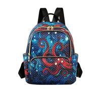 LINNIKEEEE Vibrant Red Swirling Blue Ocean Backpack Bookbag Mini Shoulder Bag for Travel Teen