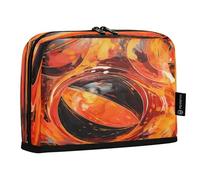 LINNIKEEEE Watercolor Art Black Fired Ball Pencil Cases Pouch Student Pen Bags for School Girls Boys