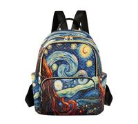 LINNIKEEEE Watercolor Cartoon Art Moonlight Backpack Bookbag Mini Shoulder Bag for Travel Teen