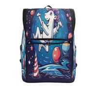 LINNIKEEEE White Unicorn Planets Cosmic Bookbag Student Backpack Large Capacity Bag for Youth Girls Boys
