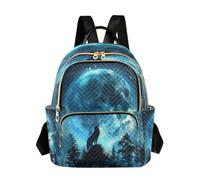 LINNIKEEEE Wolf Blue Moonlight Dark Forest Backpack Bookbag Mini Shoulder Bag for Travel Teen