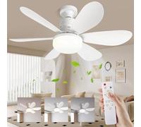 LINNIW Ceiling Fan with LED Lights,E27 30W Noiseless Ceiling Lamp with Fan and Remote,1/2/4H Timing,3 Color Dimmable LED,3 Speeds Led Ceiling Fans for Bedroom Living Room Dorm