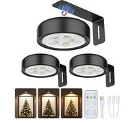 LINNIW Picture Lights for Wall 3Pack, Rechargeable Wall Lights Art Lights for Home Bedroom Living Room Photo, Magnetic Painting Light with Dimmable 3 Colors, Timer, Remote Control [Energy Class A]