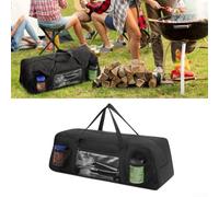 Linnkyfloa 24-Inch BBQ Tool Storage Bag with Waterproof 600D Oxford, Large Capacity Grill Utensil Organizer with External Mesh Pocket for Camping Barbecue