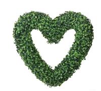 Linnkyfloa 3D Heart Shaped Artificial Eucalyptus Handmade Floral Garland Valentine Wedding Home Decor Front Door Wall Hanging Green 40cm