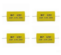 Linnkyfloa 4Pcs 33uF 250V Crossover Capacitor, MKP Film Non- Speaker DIY, Stable Low Distortion Home Theater Sound System Repair Yellow(22 µF)
