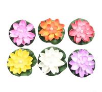 Linnkyfloa 6 Pcs LED Floating Artificial Water Lily Lotus Flowers for Pond Pool Garden Decor, Foam and PP Material with Yellow Steady(Colorful LED)