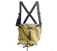 Linnkyfloa Adjustable Canvas Fruit Picking Bag with Large Capacity, Expandable Bottom and Side Pockets Gardening Harvesting Apples Oranges Pears in Orchard Farm Grey(Kaki Yellow)