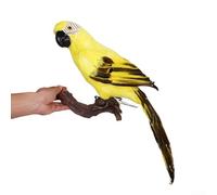 Linnkyfloa Artificial Feathered Parrot Garden Ornament 45Cm Realistic Foam Bird Model For Indoor Outdoor Decoration, Green Yellow Pink White(Yellow)
