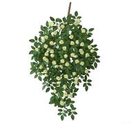 Linnkyfloa Artificial Rose Vines 100cm, UV Resistant Silk Fake Flower Garlands Home Garden Wedding Party Decor, Hanging Plants with Twisted Stems, Realistic Greenery(white)