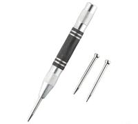 Linnkyfloa Automatic Center Punch Tool with 2 Needles, Adjustable Spring Loaded Metal Punch for Accurate Drilling Marks on Wood and Plastic, High Carbon Steel