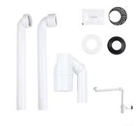 Linnkyfloa Basin Drain Pipe with Filter Net, G1-1/4 to 32mm Connector, Customizable PP Waste Pipe Bathroom Sink, Compact Space Saving, White