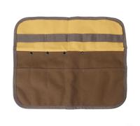 Linnkyfloa Canvas Camping Utensil Bag with Multi Pockets, Portable Pouch BBQ Tools and Cutlery Storage, Hanging Organizer Outdoor Grilling, Picnic, RV Travel, Brown, 36.5x30.5cm