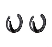 Linnkyfloa Cast Iron Horseshoe Wall Hook, Rustic Vintage Decor Home Entryway, Heavy Duty Coat Hat Hanger, Smooth Black Finish Hallway Kitchen, 1 Pack(2pcs)
