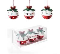 Linnkyfloa Christmas Iron Bell Ornaments With Pinecones, Berries And Green Leaves For Christmas Tree Wreath Mantel Holiday Décor(I)