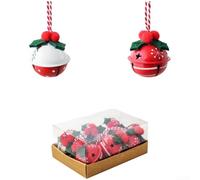 Linnkyfloa Christmas Iron Bell Ornaments With Pinecones, Berries And Green Leaves For Christmas Tree Wreath Mantel Holiday Décor(C)