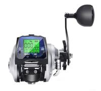 Linnkyfloa Digital Fishing Reel with Temperature Display, 6.3:1 Ratio Baitcasting Reel, Real- Line Length Depth Memory, Backlight Boat Lake Fishing, Silver(right hand)