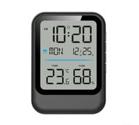 Linnkyfloa Digital Thermometer and Hygrometer Indoor with Clock, Large LCD Display Home Office, Wall or Desk, Temperature Humidity Monitor, Black(Black)
