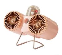 Linnkyfloa Dual Head Spray Fan USB Rechargeable Quiet Cooling | Double airflow coverage, dual rotating heads, wide circulation, personal cooling, desk companion(Pink)