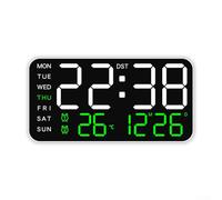 Linnkyfloa Electronic Alarm Clock with Display, Dual Use Hanging Stand, 5-Level Brightness Adjustment and 12/24 Hour Format for Bedroom and Desk(WHITE+GREEN)