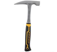 Linnkyfloa Geological Hammer, 45 Steel Rock Pick, Flat Head and Pointed Tip, Anti-Skid Rubber Grip, Yellow, for Mining Exploration, Masonry(C)